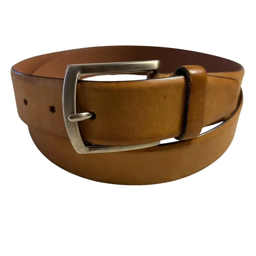 Hugo Boss Belt Mens 38 Brown Genuine Leather Dress Buckle Adjustable Classic